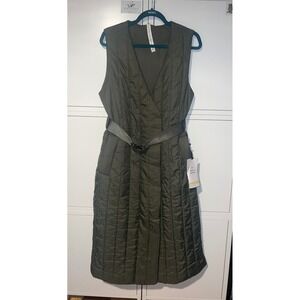 Lululemon Belted Long Insulated Vest Army Green Quilted PrimaLoft LW4BW4S Size 8